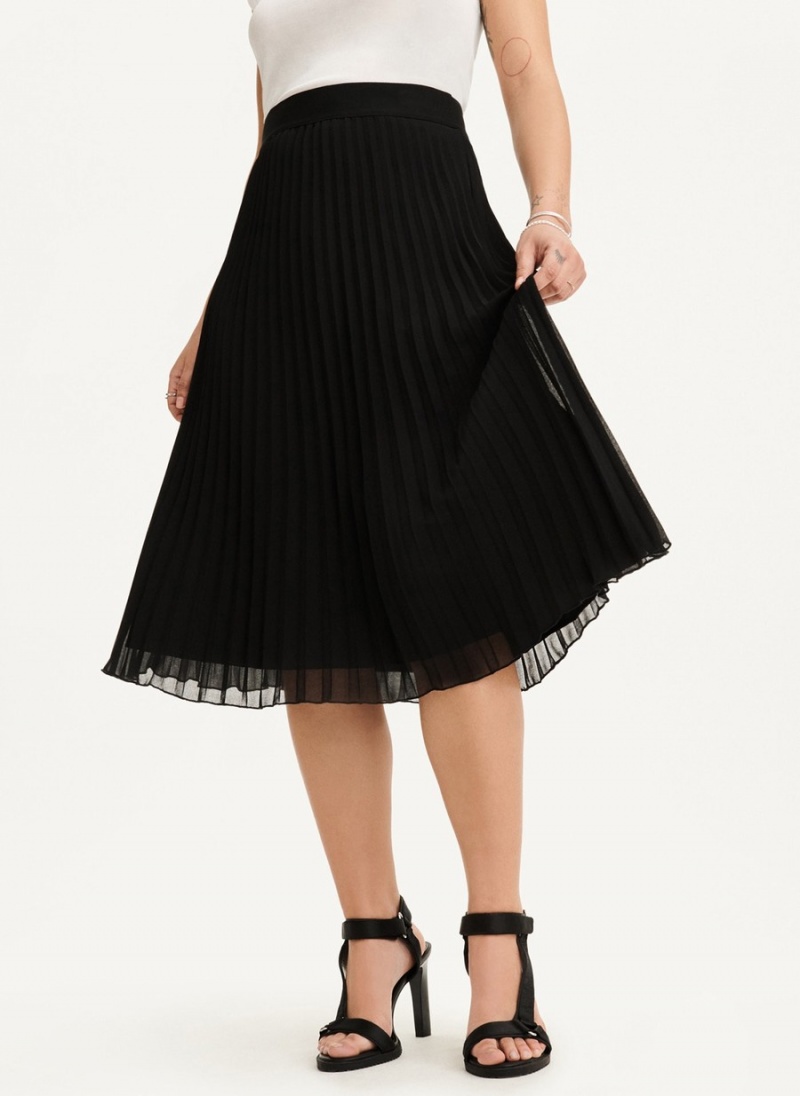 Black Dkny Pull On Pleated Maxi Women's Skirts | L7949101