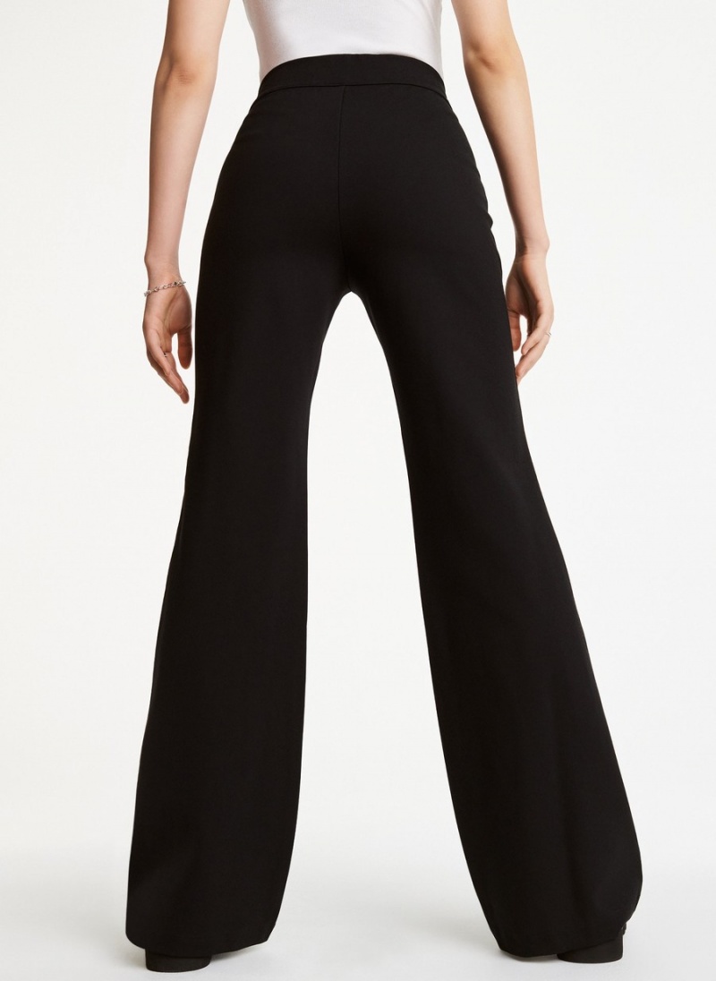 Black Dkny Pull On Silky Ponte Flare Women's Pants | X4201459