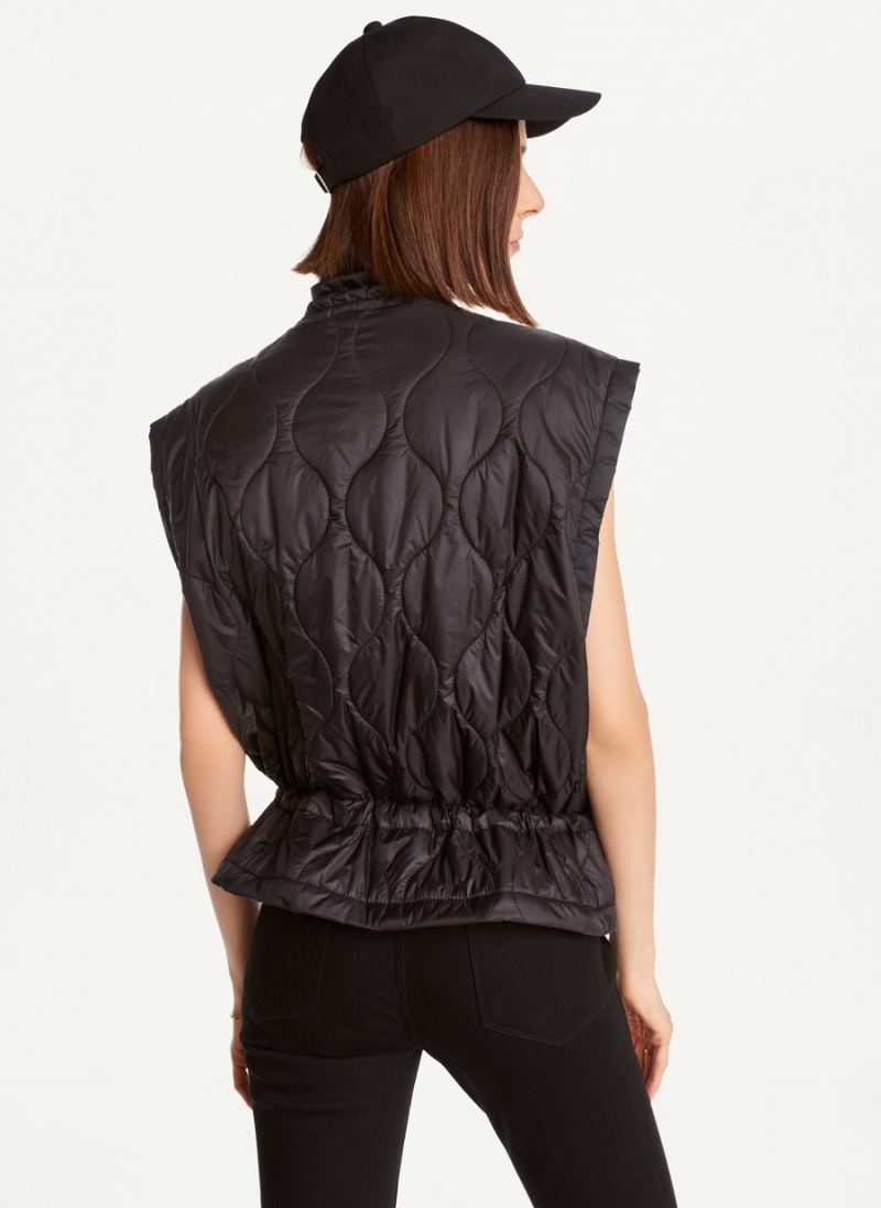 Black Dkny Quilted Cropped Women's Vest | H8011072