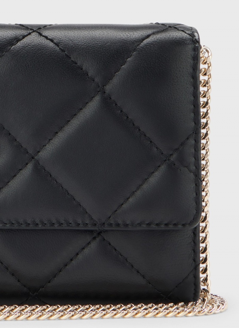 Black Dkny Quilted On A Chain Women's Wallets | C3224635