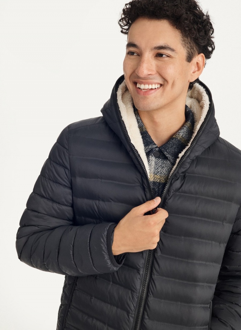 Black Dkny Quilted Reversible Sherpa Men's Jackets | M9522189