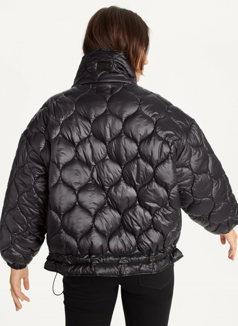 Black Dkny Quilted With Sherpa Pockets Women's Jackets | G1508346