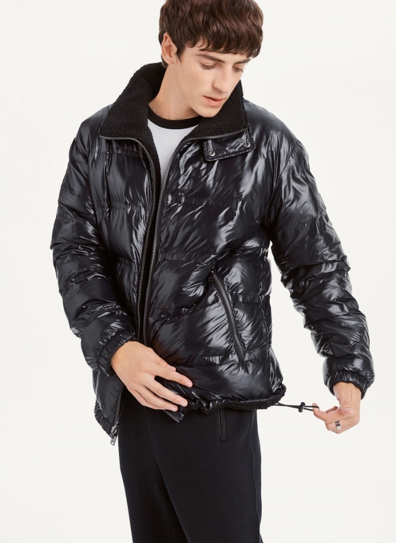 Black Dkny Reversible Men's Puffer Jacket | E5489510