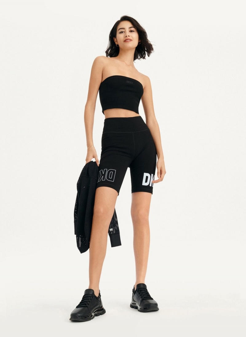 Black Dkny Rib Crop Tube Women\'s Tank Top | S1142786