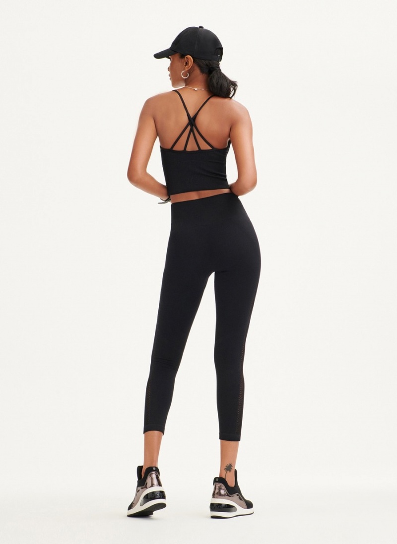 Black Dkny Rib Knit High Waisted Seamless Women's Leggings | R3964022