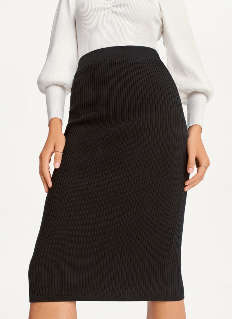 Black Dkny Ribbed Pencil Women's Skirts | A6260482