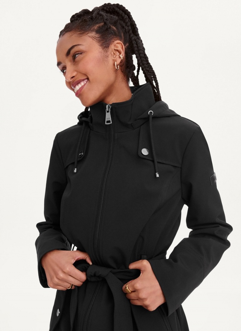 Black Dkny Softshell Meshback With Belt Women's Jackets | T0822672