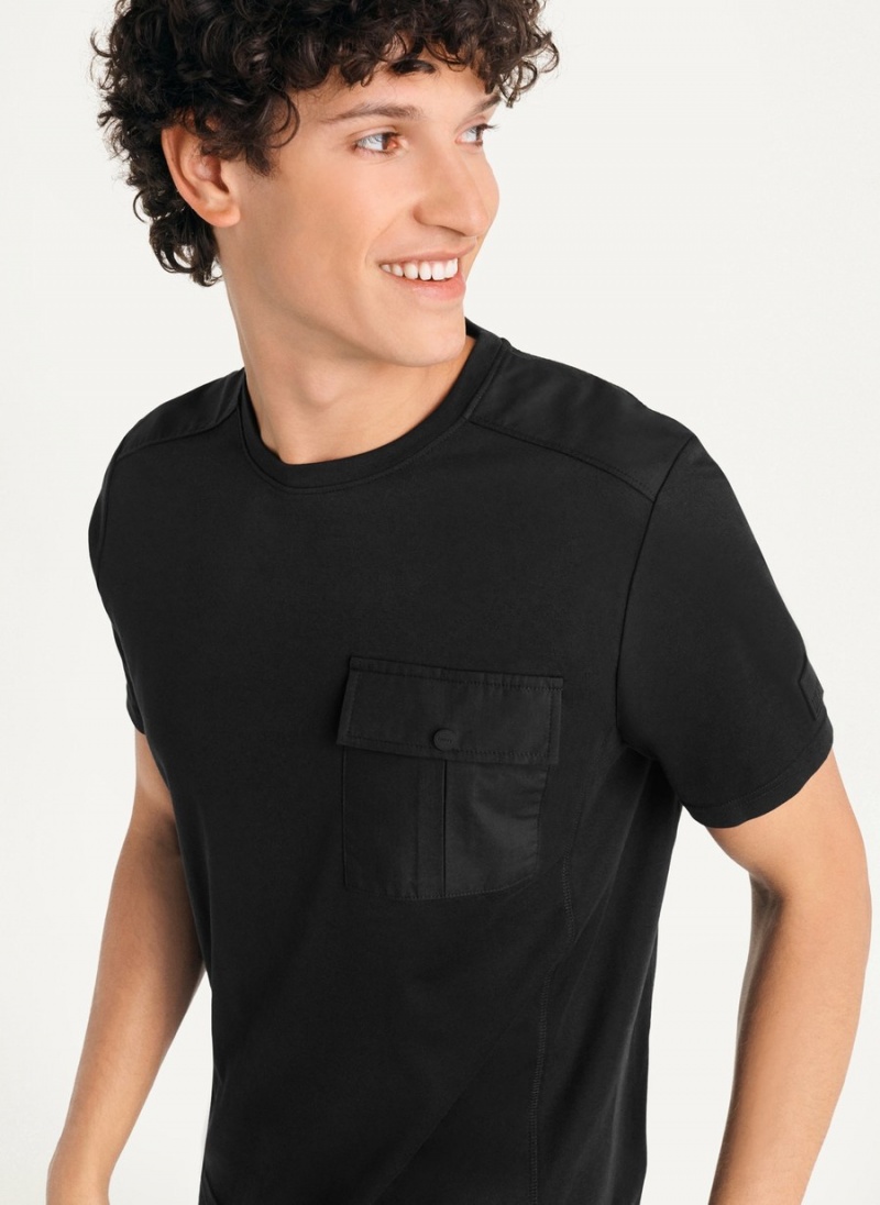 Black Dkny Solid Pique Men's T Shirts | K8119698