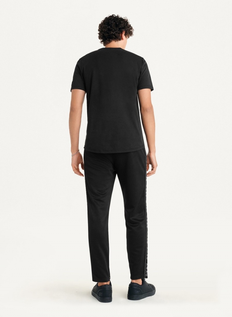 Black Dkny Solid Pique Men's T Shirts | T3450672