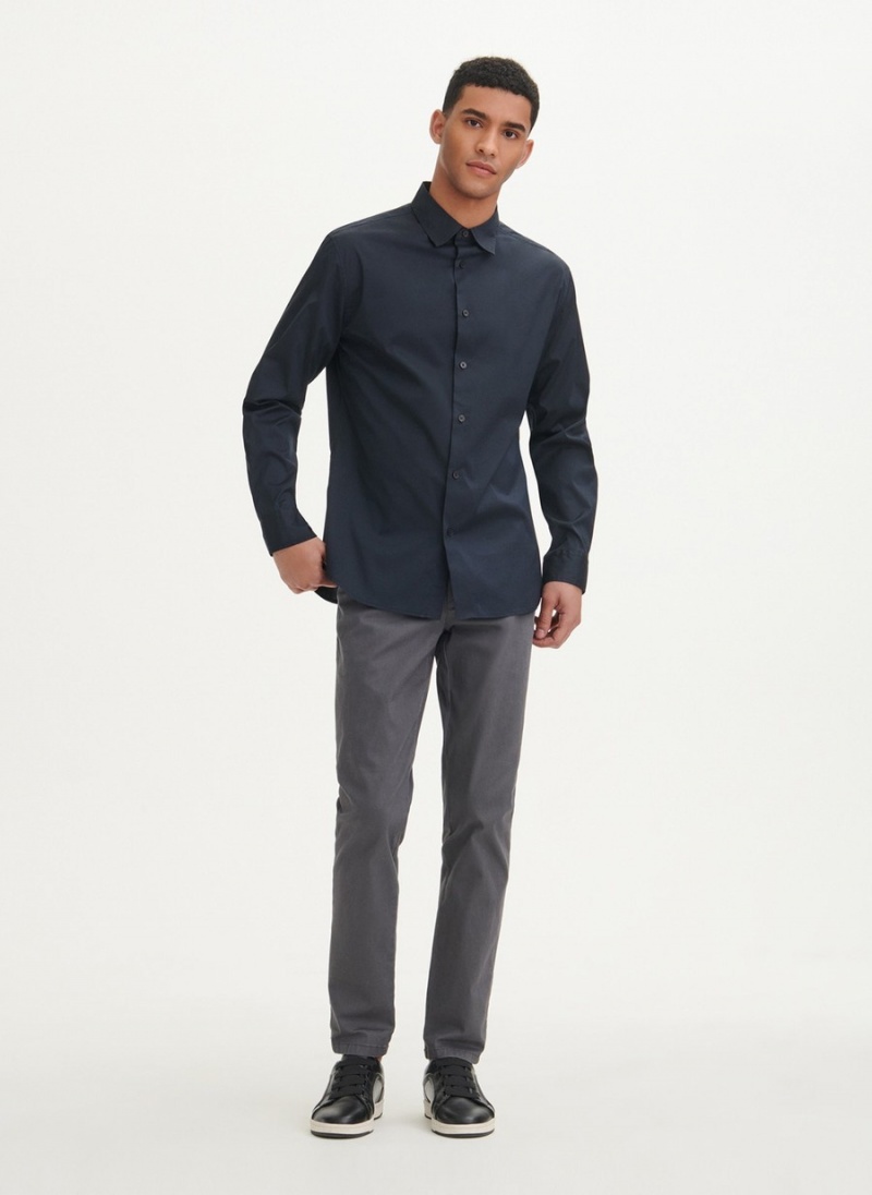 Black Dkny Solid Woven Men's Shirts | M2174876