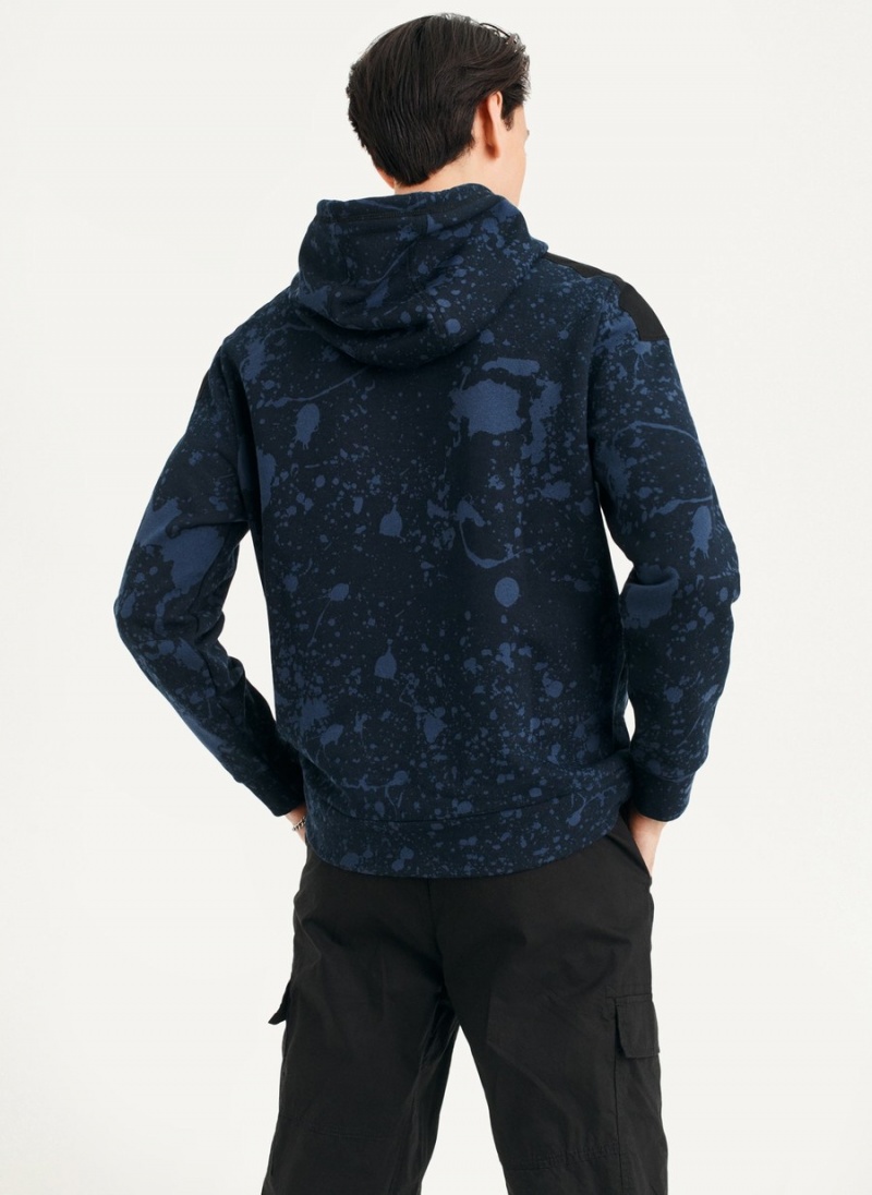 Black Dkny Splat Print Terry Men's Hoodie | M9312661