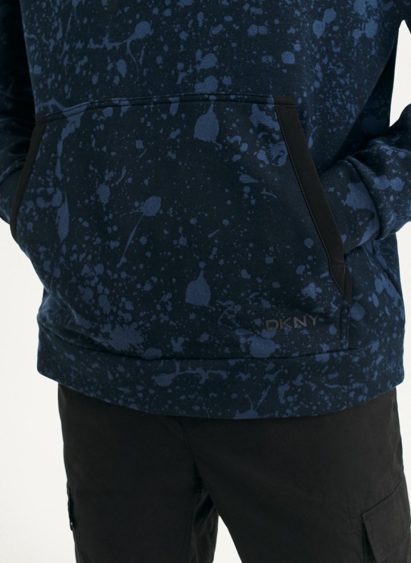 Black Dkny Splat Print Terry Men's Hoodie | M9312661