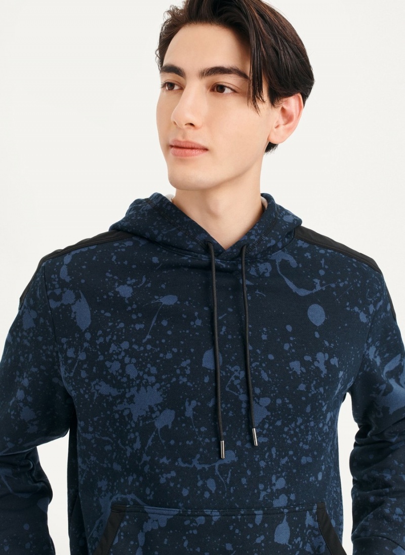 Black Dkny Splat Print Terry Men's Hoodie | M9312661