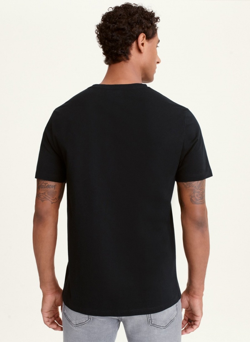 Black Dkny Split Solid Outline Logo Men's T Shirts | G6180917