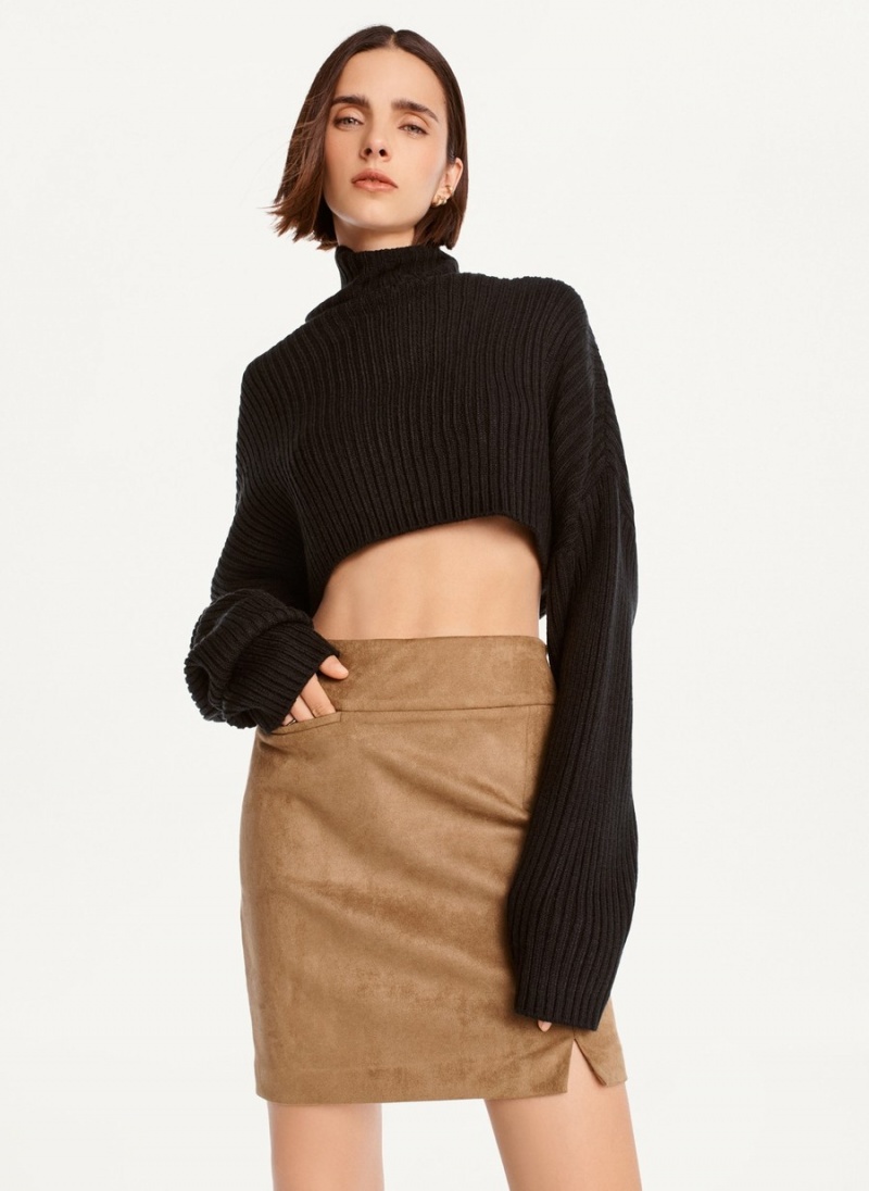 Black Dkny Suede Mini Women's Skirts | A3163982