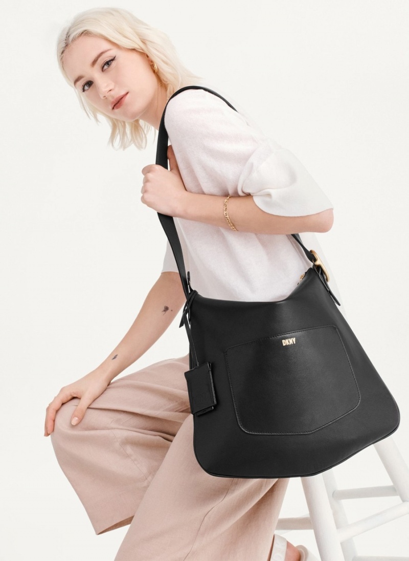 Black Dkny The Medium Optimist Women's Shoulder Bags | S2093793