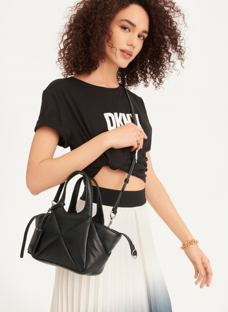 Black Dkny The Mini Quilted Effortless Women's Tote Bags | J5203524