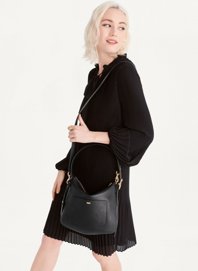 Black Dkny The Small Optimist Women's Shoulder Bags | F2217520