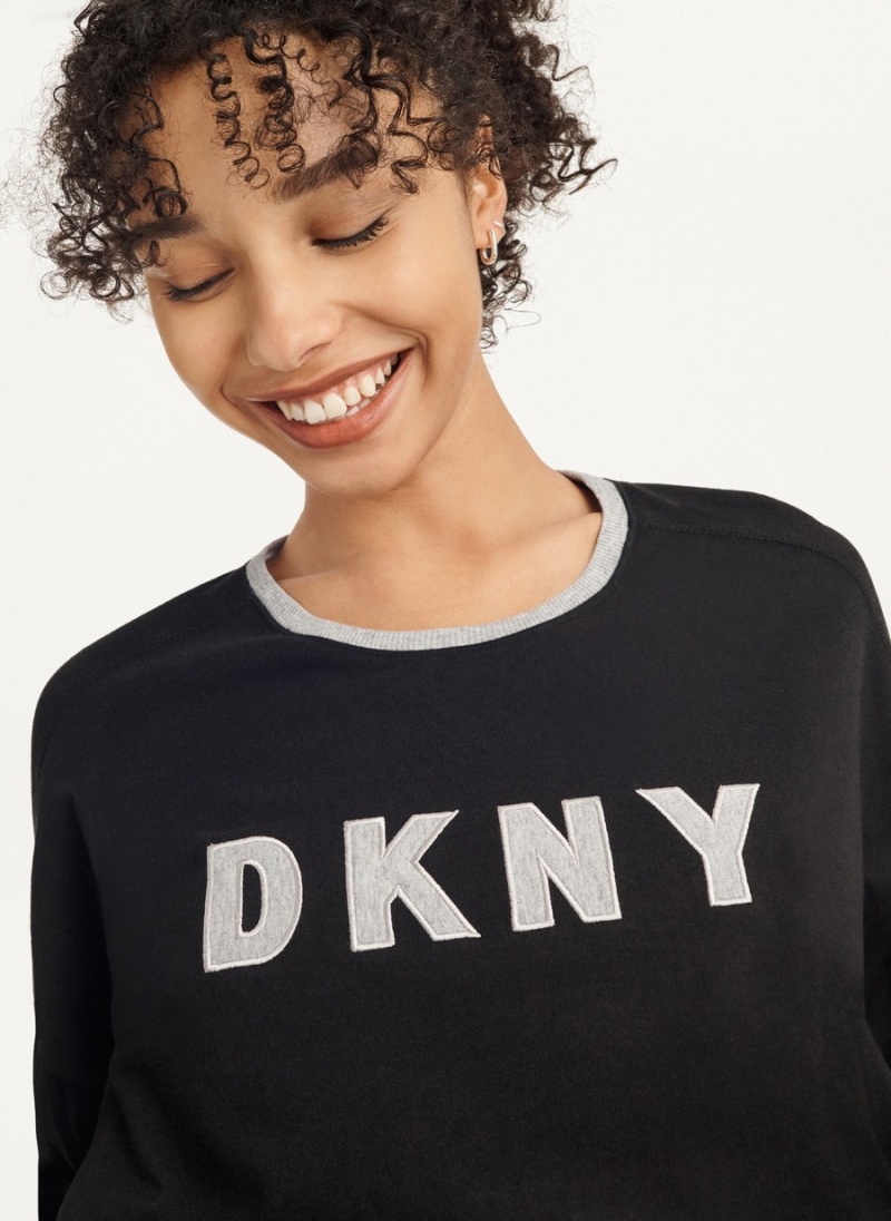 Black Dkny Top And Jogger Set Women's Pajamas | B7391868