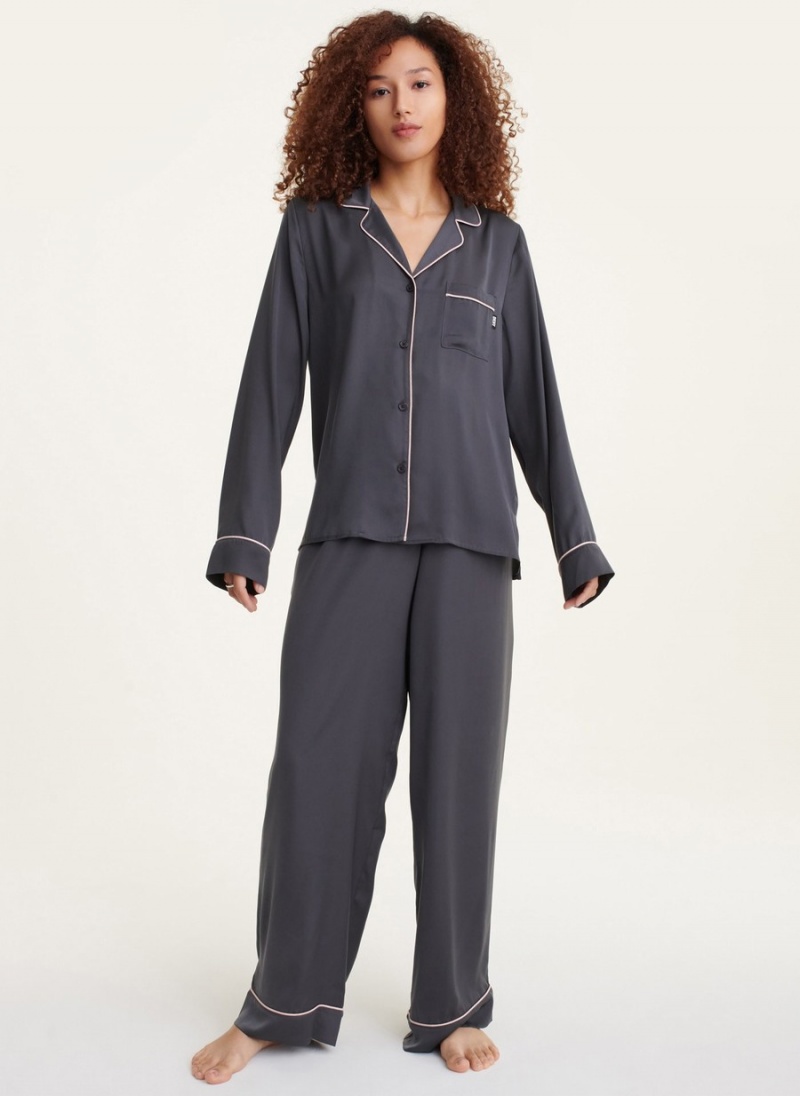 Black Dkny Top & Pant Set Women\'s Pajamas | O2719349