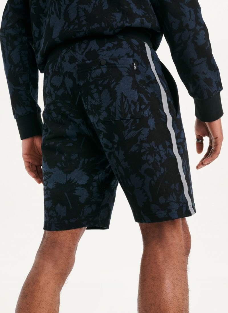 Black Dkny Tropical Print French Terrys Men's Shorts | L7516996