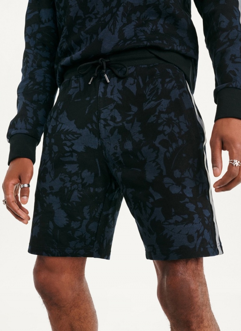 Black Dkny Tropical Print French Terrys Men's Shorts | L7516996