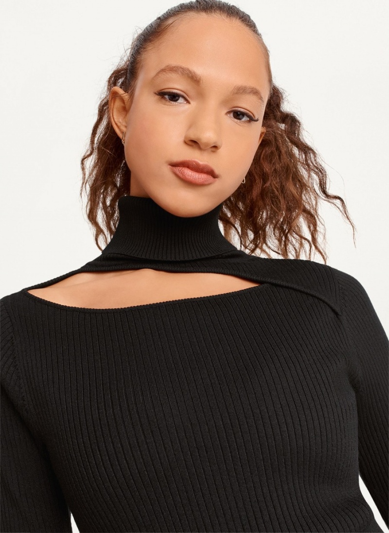 Black Dkny Turtleneck Sweater Women's Dress | U2837352