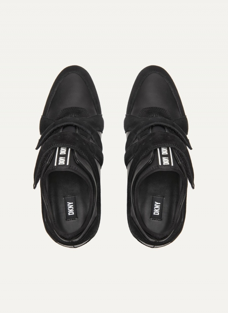 Black Dkny Velcro Wedge Women's Sneakers | H4801678