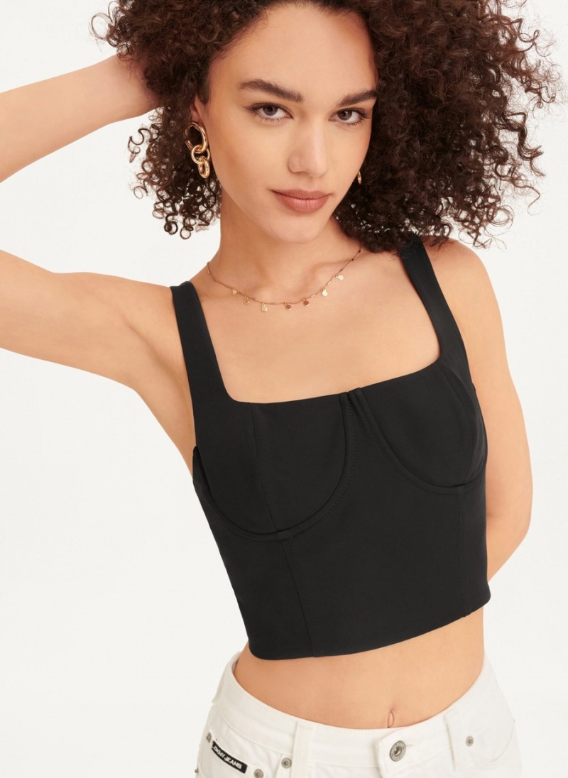 Black Dkny Wired Crop Women's Tank Top | U9974347