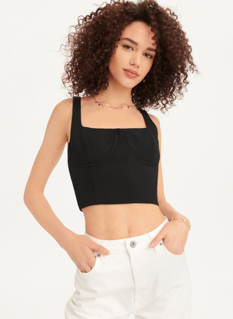 Black Dkny Wired Crop Women\'s Tank Top | U9974347