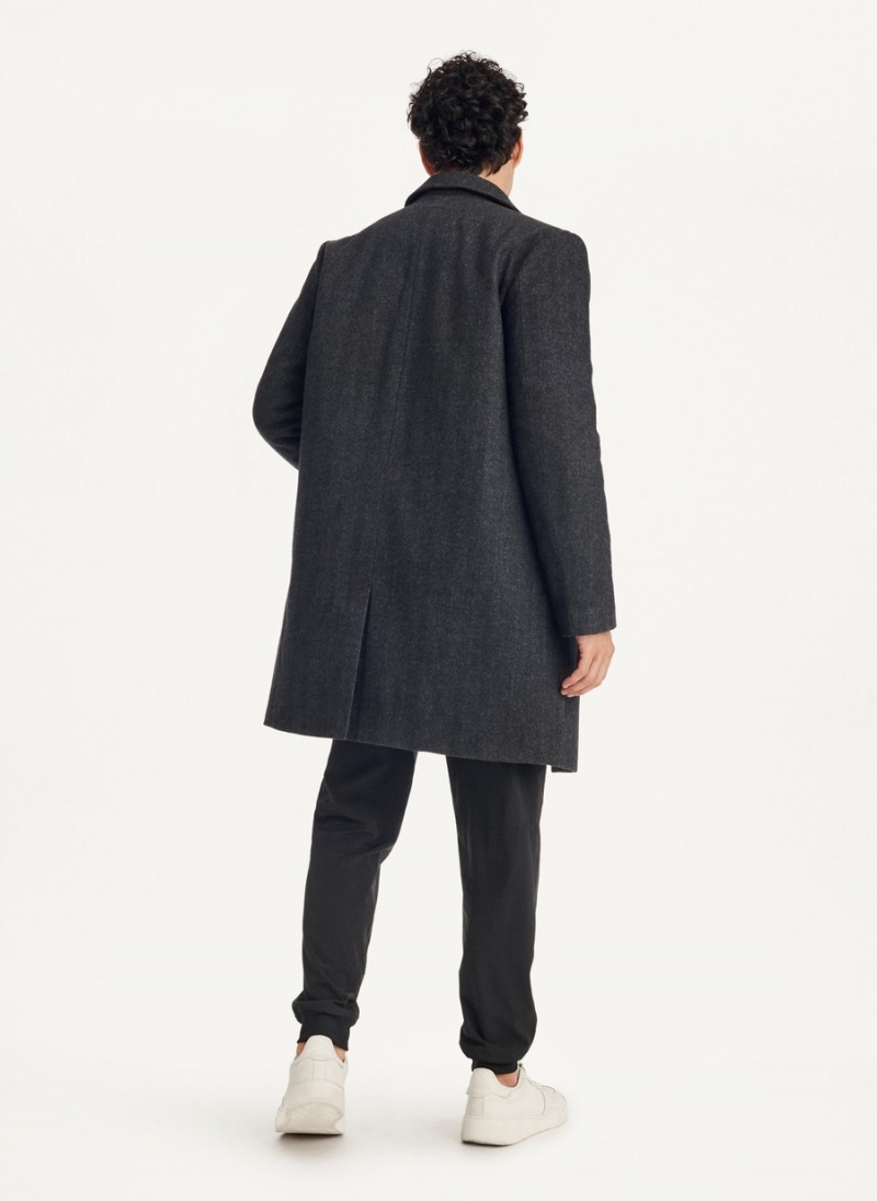 Black Dkny Wool Blend Notch Collar Coat Without Bib Men's Jackets | W0822228