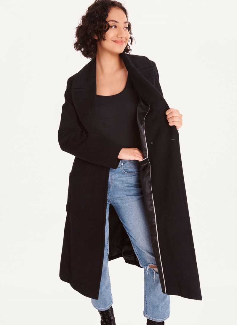 Black Dkny Wool Wrap Women's Coats | T8087528