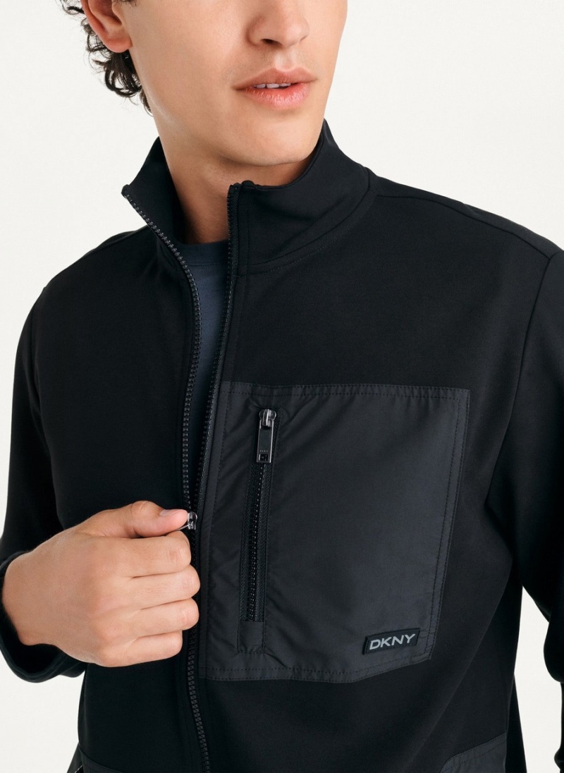 Black Dkny Yoga Men's Jackets | P6556511