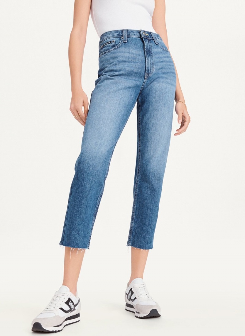 Blue Dkny Broome Cropped Distressed Women's Jeans | U2627792