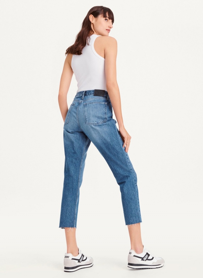 Blue Dkny Broome Cropped Distressed Women's Jeans | U2627792