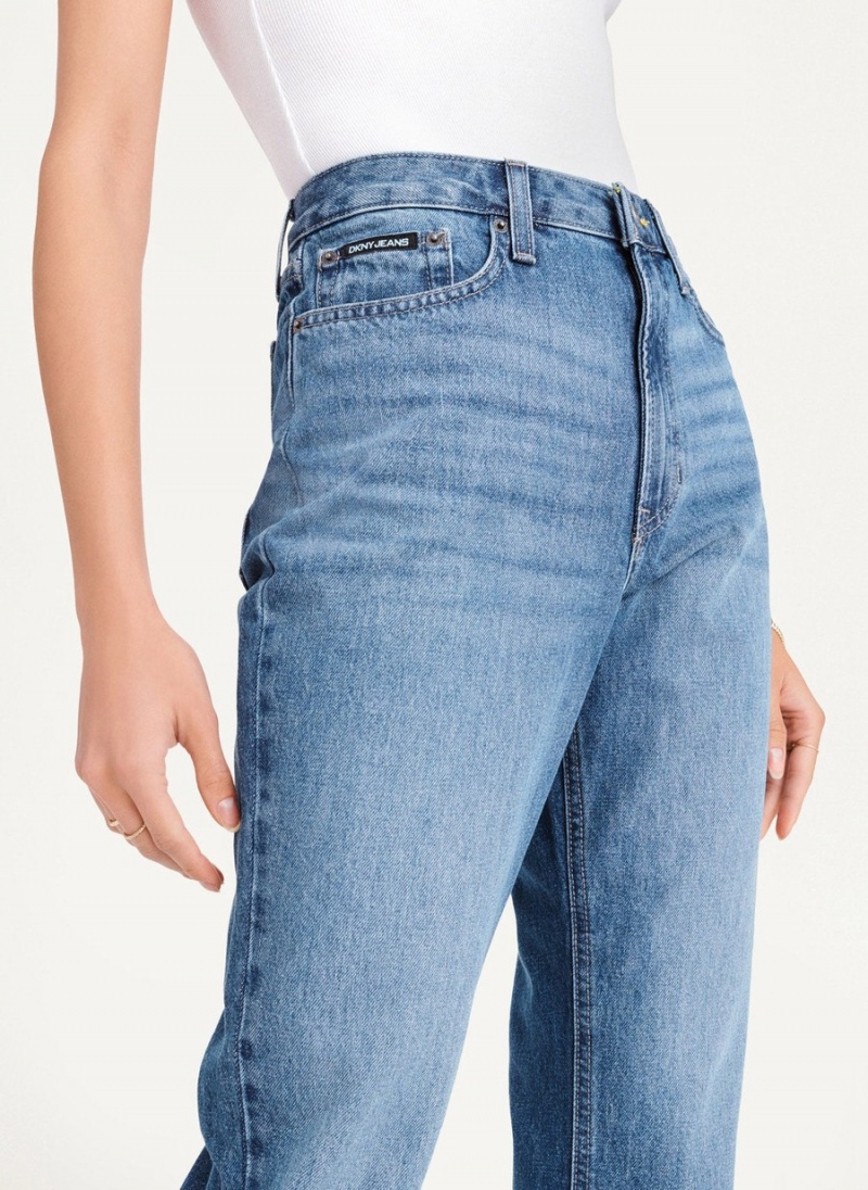 Blue Dkny Broome Cropped Distressed Women's Jeans | U2627792