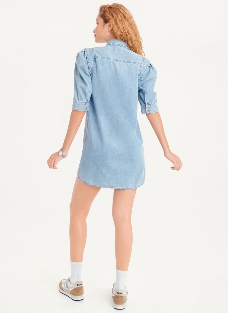 Blue Dkny Denim Women's Dress | Z8612811