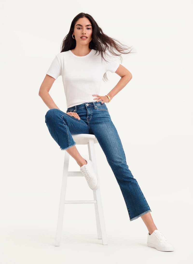 Blue Dkny Foundation - Slim Stright Crop Women's Jeans | F9820676