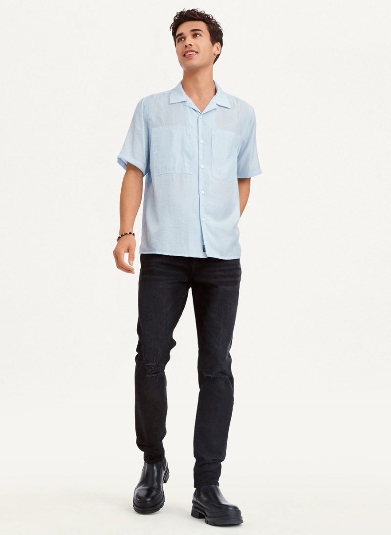 Blue Dkny Imitation Silk Camp Men's Shirts | P9477075