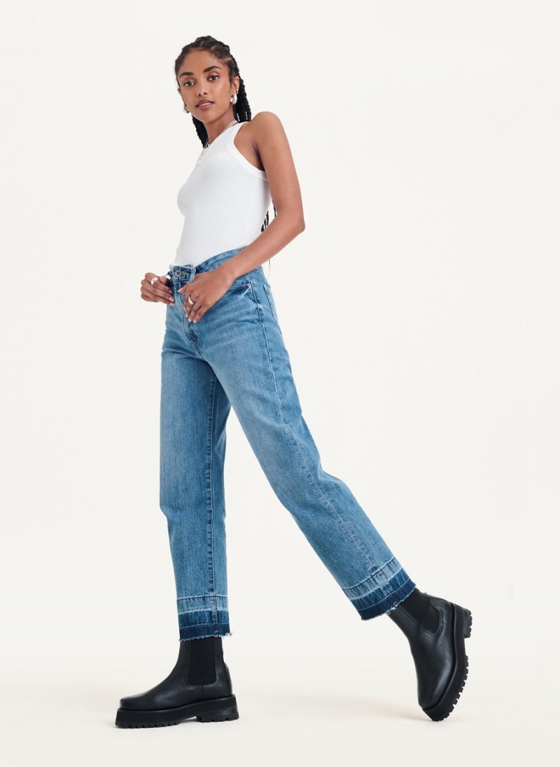 Blue Dkny Kent High Rise Straight Leg Women's Jeans | C6109988