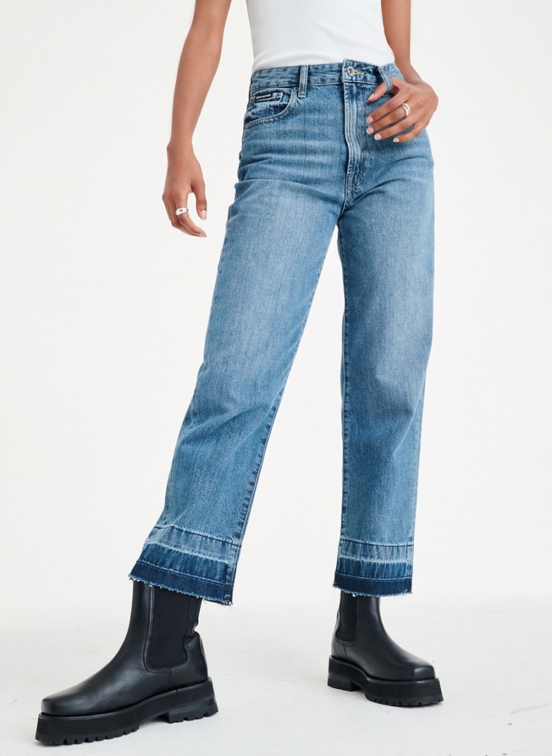 Blue Dkny Kent High Rise Straight Leg Women's Jeans | C6109988