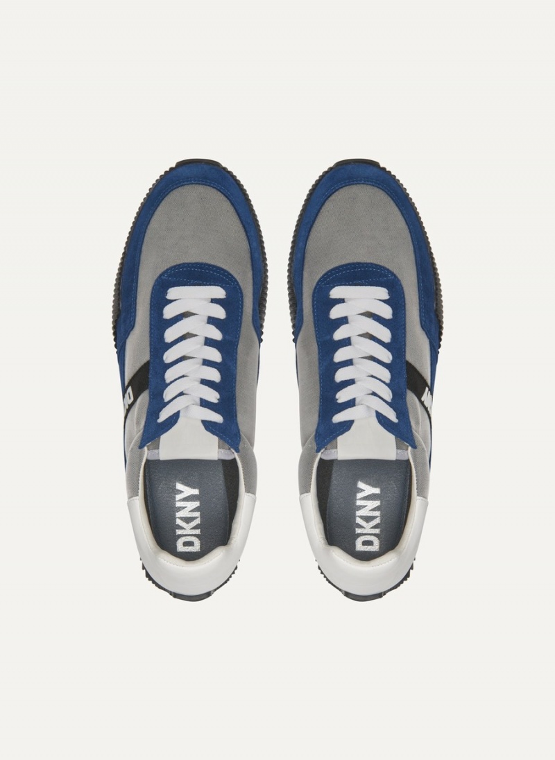 Blue Dkny Side Logo Men's Sneakers | B3935196