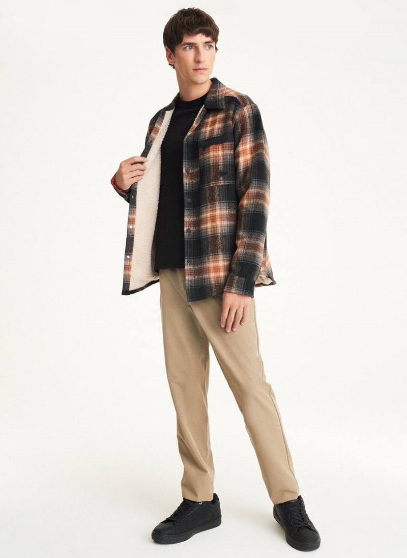 Brown Dkny Plaid Shirt Men's Jackets | R8982730