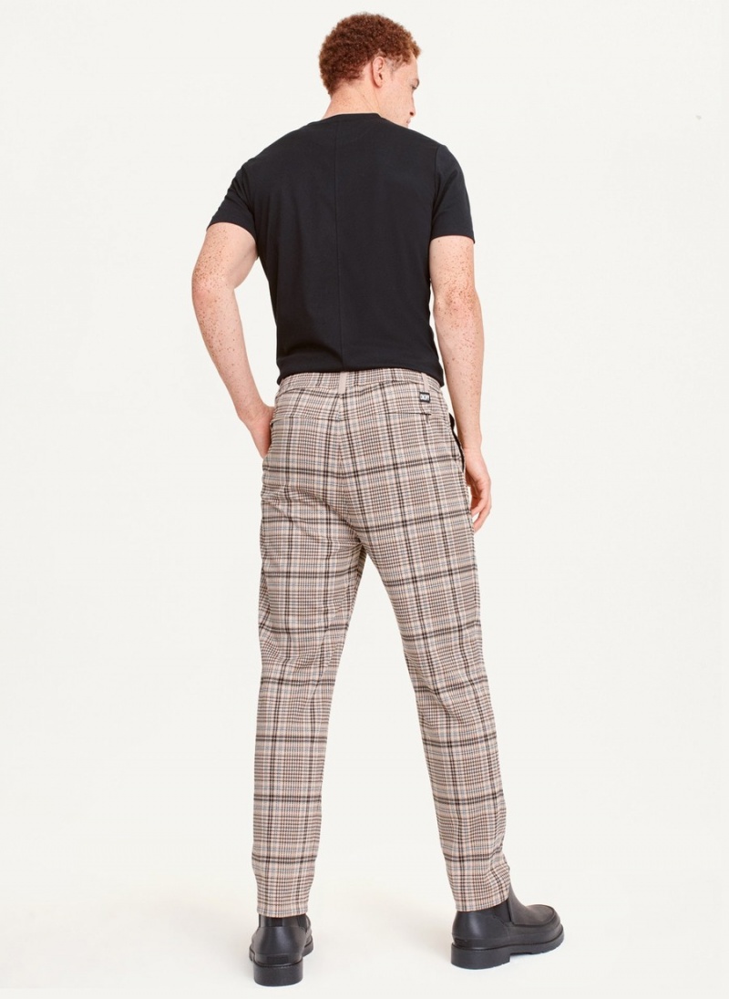 Brown Dkny Plaids Men's Pants | E1643188