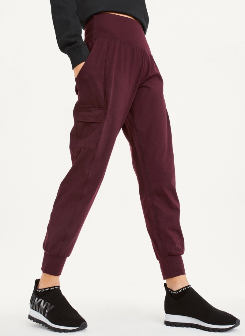 Burgundy Dkny Balance Compression Cargo Women's Jogger | O2689801