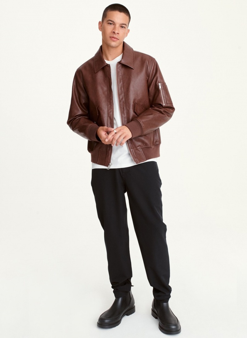 Burgundy Dkny Faux Soft Lamb Bomber Men's Jackets | P5203883