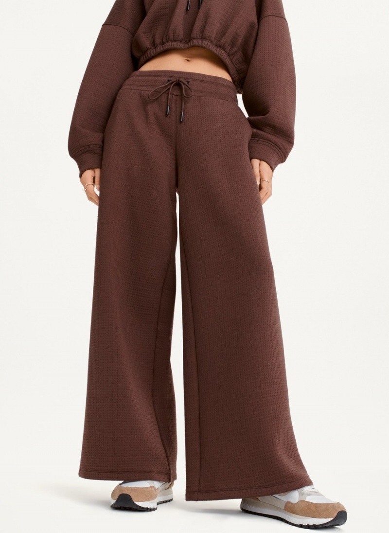 Burgundy Dkny Ottoman Knit Wide Leg Women's Pants | Z3471928