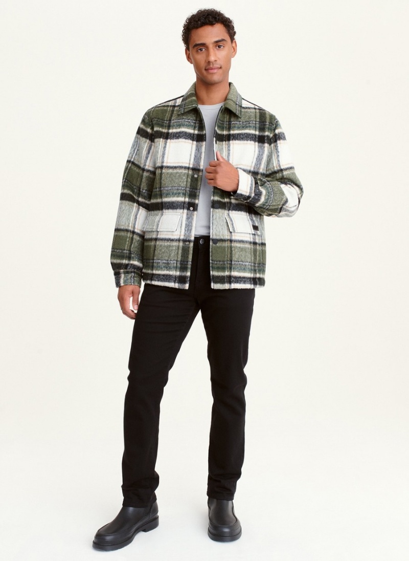 Green Dkny Ivory & Green Plaid Shirt Men's Jackets | O8497345