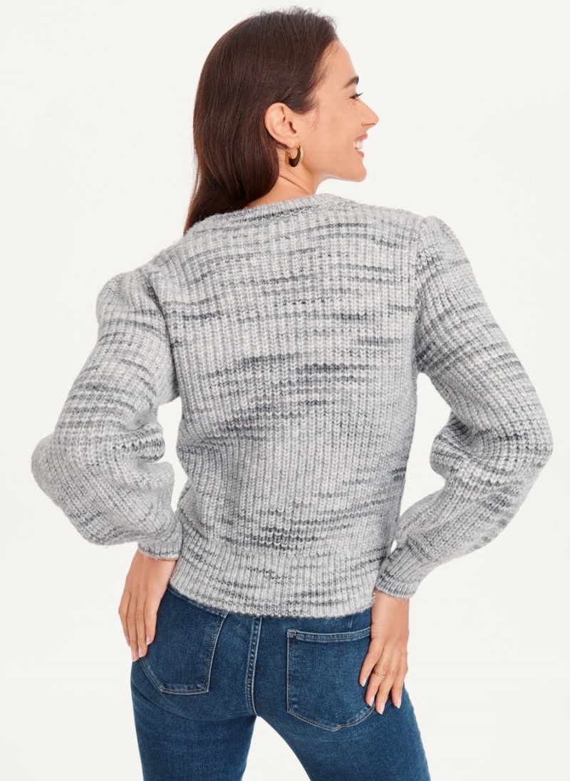 Grey Dkny Bubble Sleeve Knit Women's Sweaters | L1513828