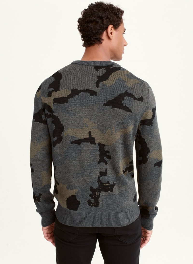 Grey Dkny Camo Crew Men's Sweatshirts | F3832718